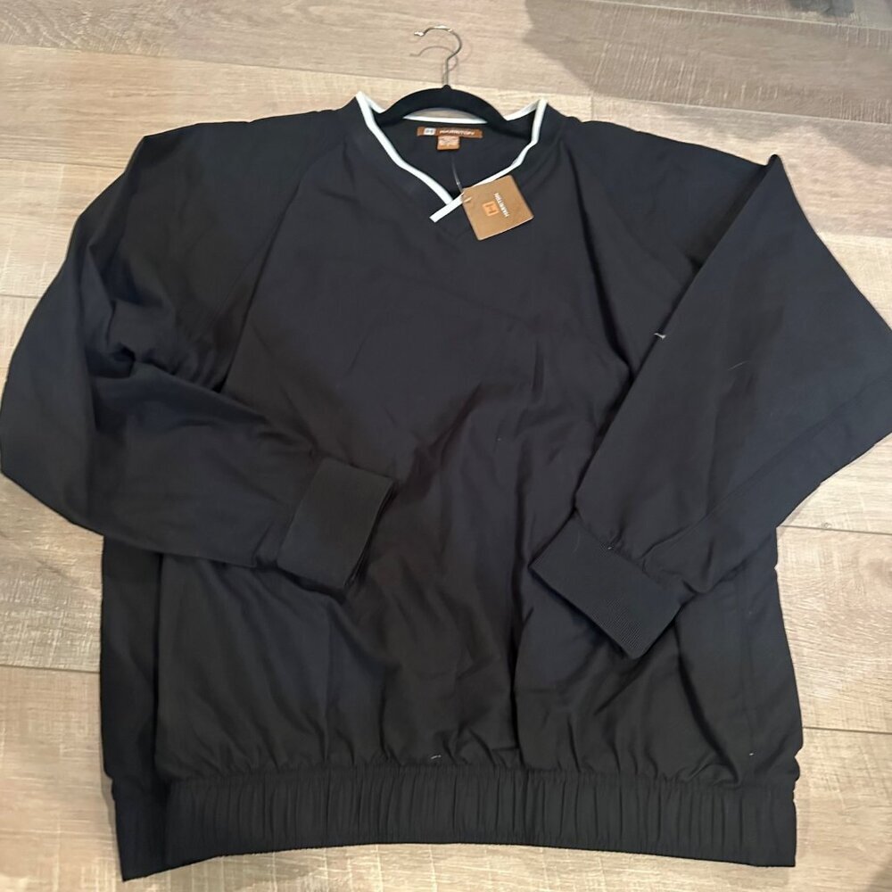 HARRITON MENS BLACK PULL ON JACKET LARGE NEW V NECK